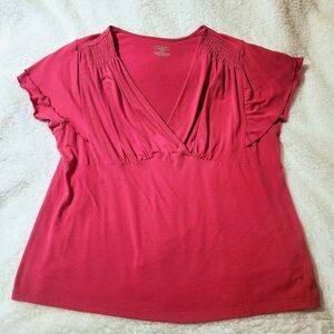 Women's V-Neck Red Top